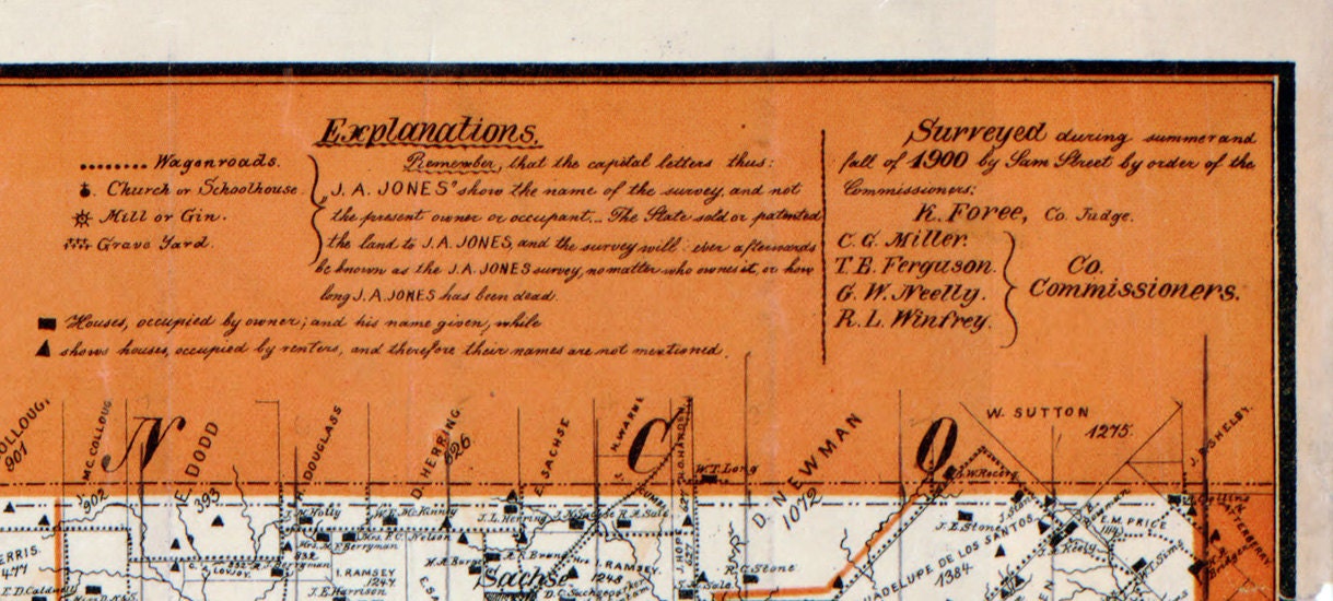 1900 Map of Dallas County Texas