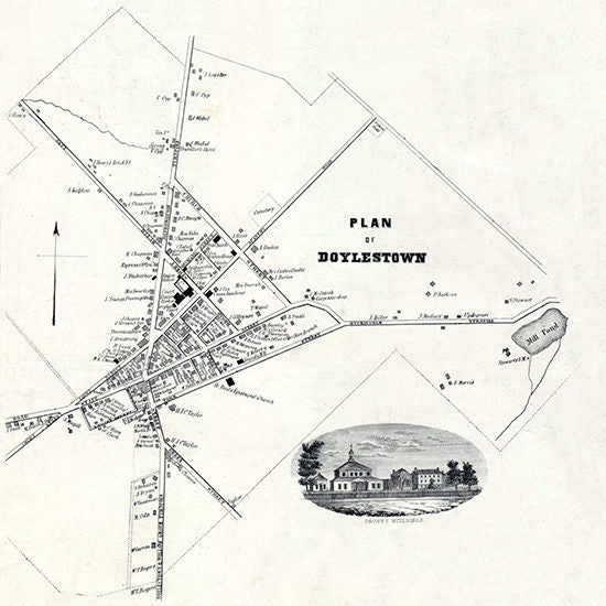 1850 Plan of Doylestown Bucks County PA