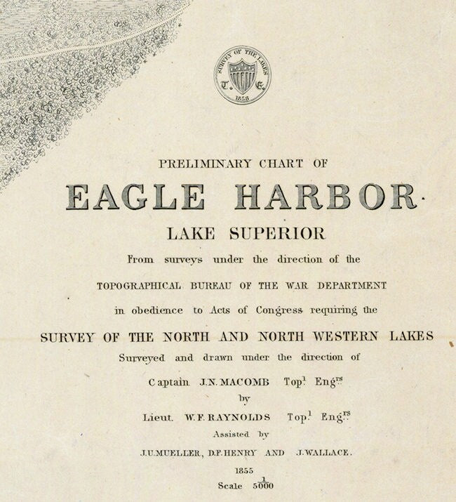 1855 Nautical Map of Eagle Harbor Michigan Lake Superior