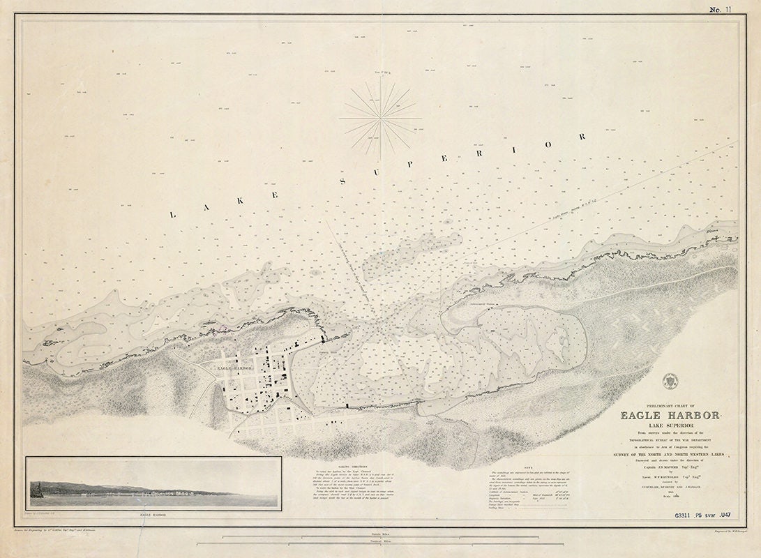 1855 Nautical Map of Eagle Harbor Michigan Lake Superior