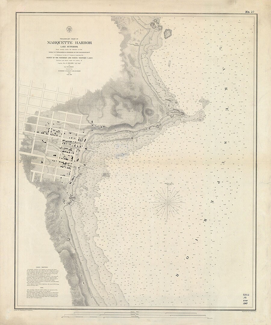 1859 Nautical Map of Marquette Harbor Lake Superior