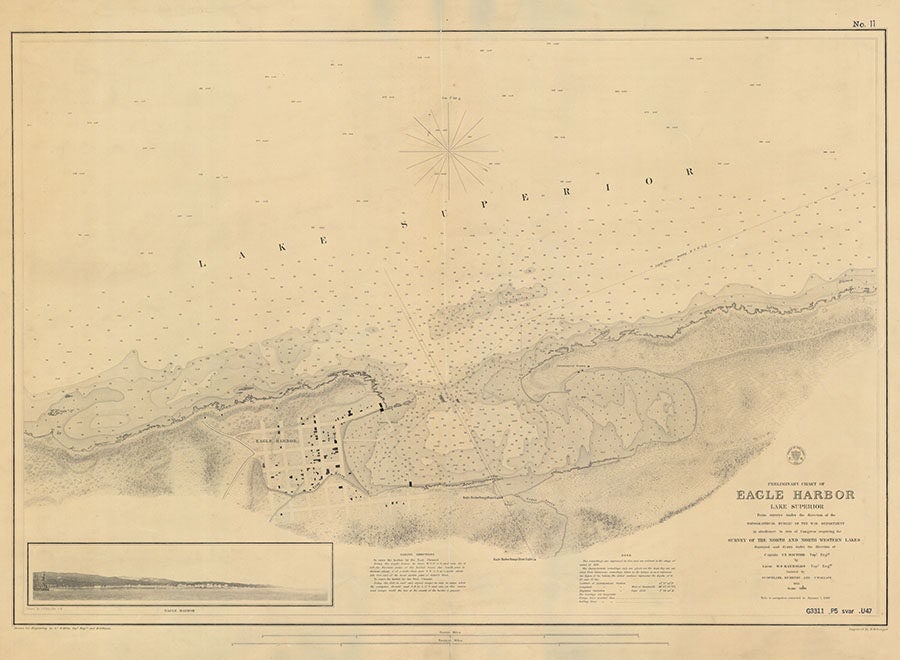 1880 Nautical Map of Eagle Harbor Michigan Lake Superior