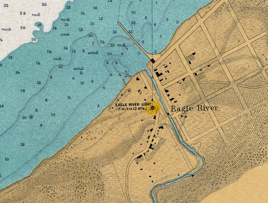 1904 Nautical Map of Lake Superior Showing Eagle River