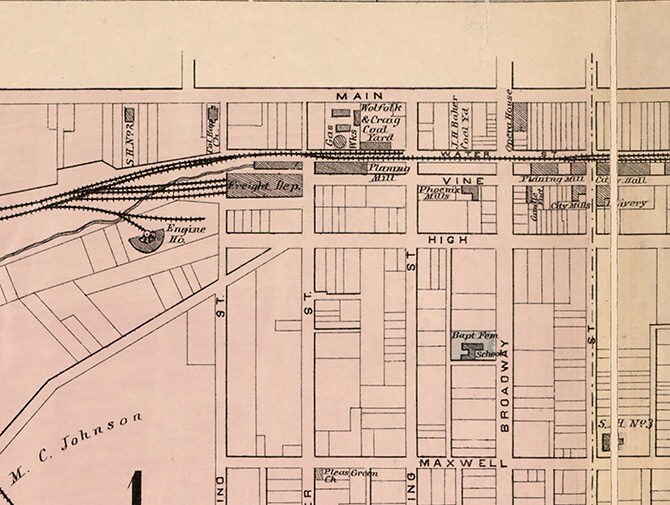 1877 Map of Southern Lexington Fayette County Kentucky