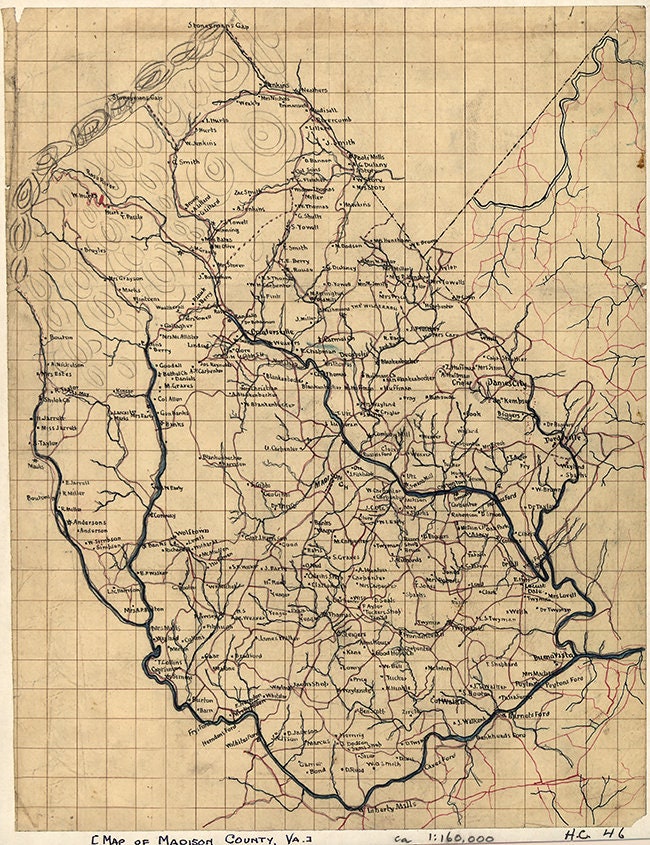 1860 Map of Madison County Virginia