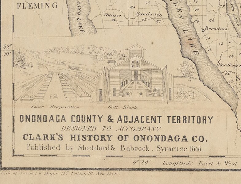 1848 Map of Onondaga County & Adjacent Area New York
