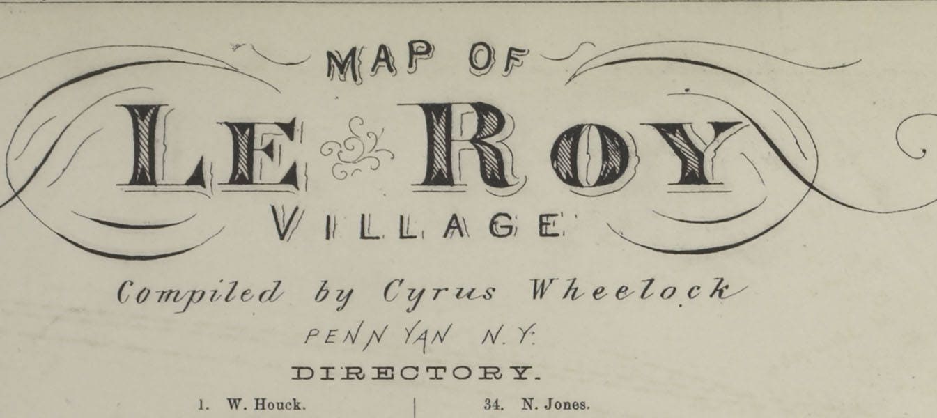1876 Map of Le Roy Village Genesee County New York
