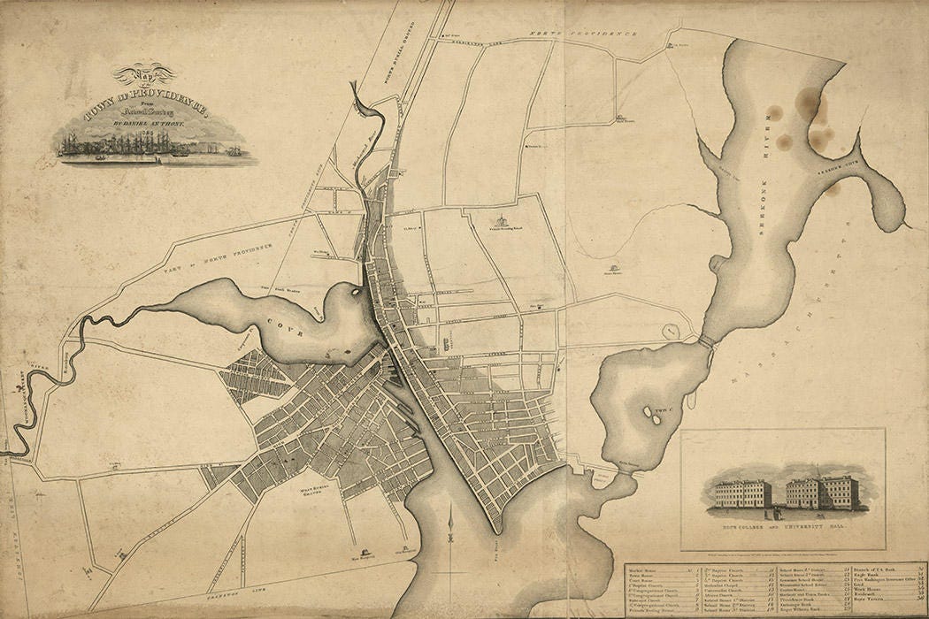 1823 Map of the town of Providence Rhode Island