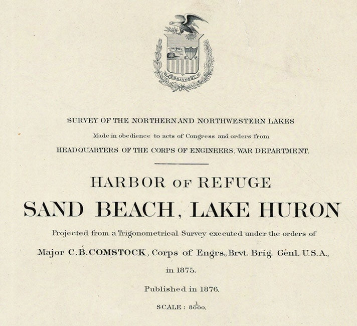 1876 Nautical Map of Harbor of Refuge Sand Beach Lake Huron