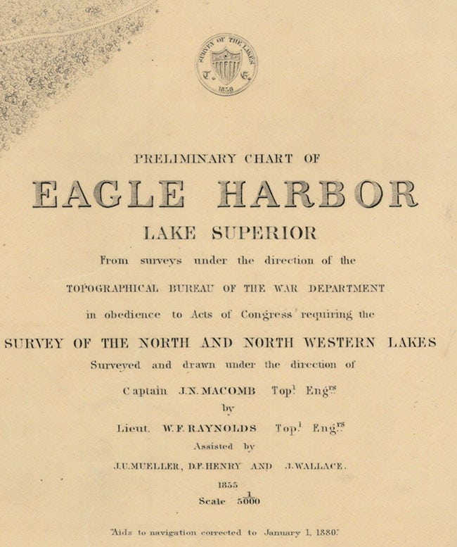 1880 Nautical Map of Eagle Harbor Michigan Lake Superior