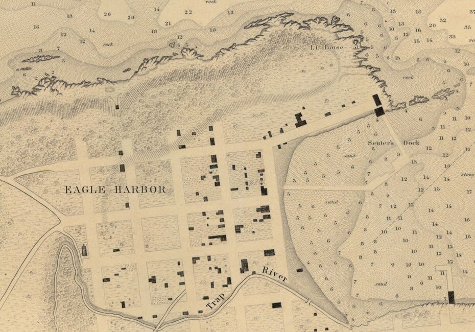 1880 Nautical Map of Eagle Harbor Michigan Lake Superior