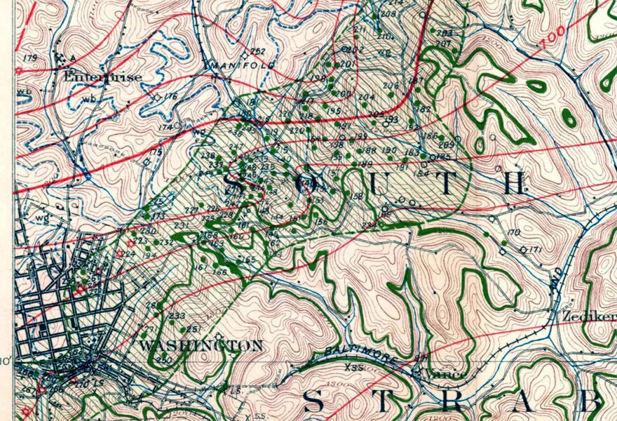 1907 Oil and Gas Well Map of the Amity Quadrangle Washington County Pennsylvania