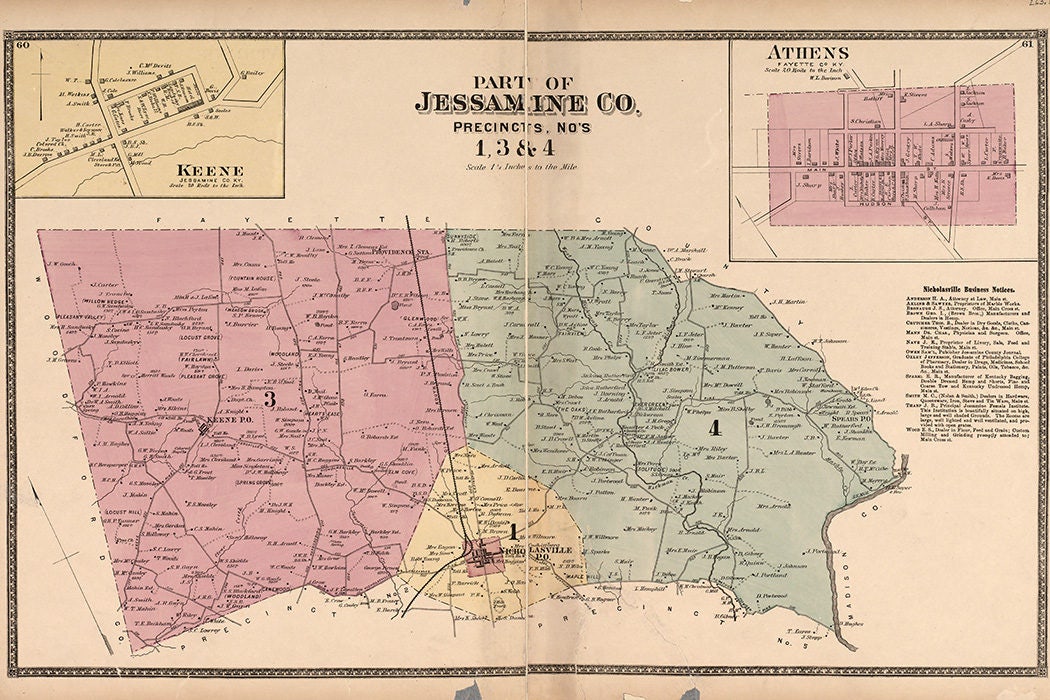1877 Map of Northern Jessamine County Kentucky