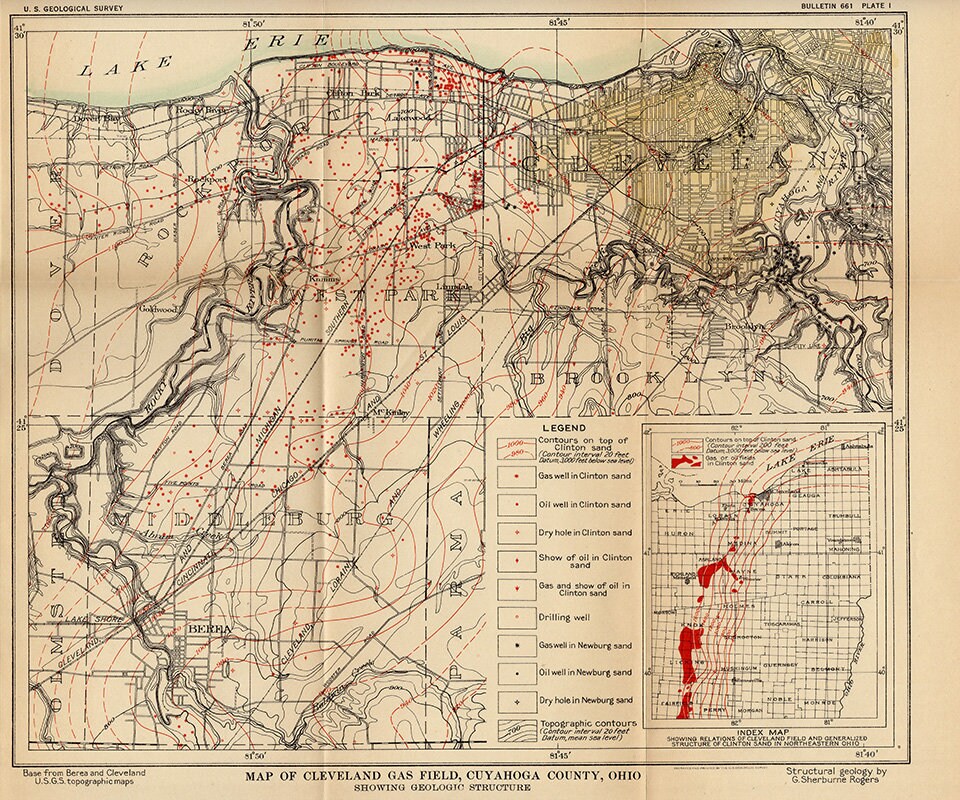 Cleveland Oil & Gas Field Map Cuyahoga County Ohio