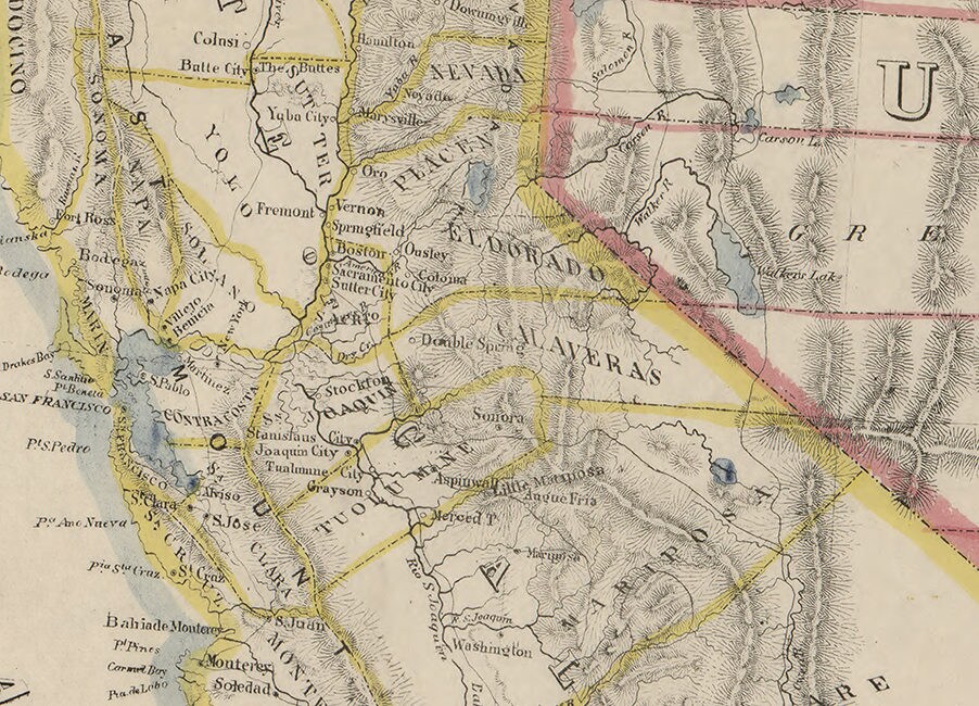 1853 Map of California Oregon Washington Utah and New Mexico