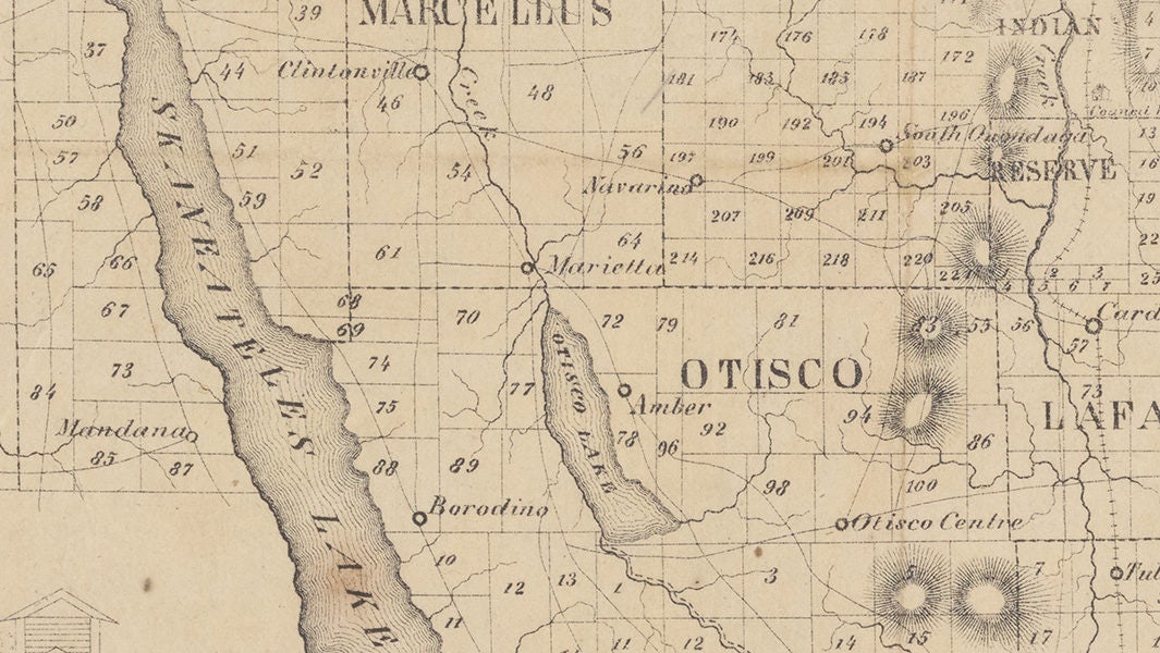 1848 Map of Onondaga County & Adjacent Area New York