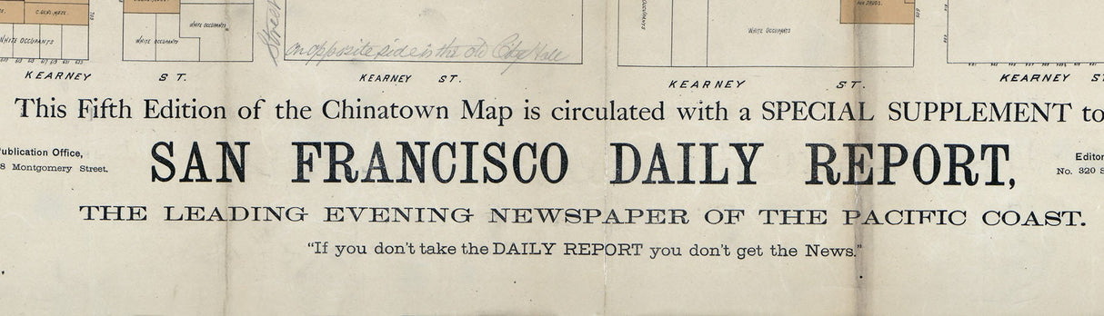 1885 Map of Chinatown in San Francisco California