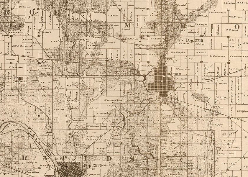 1859 Map of Linn County Iowa