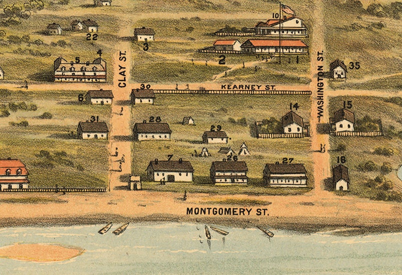 1847 Panoramic Map of San Francisco California