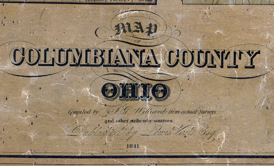 1841 Farm Line Map of Columbiana County Ohio