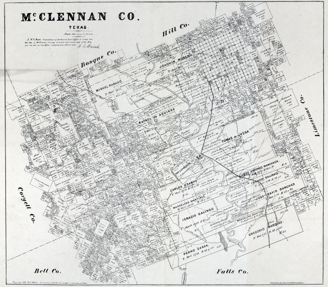 1880 Map of McClennan County Texas