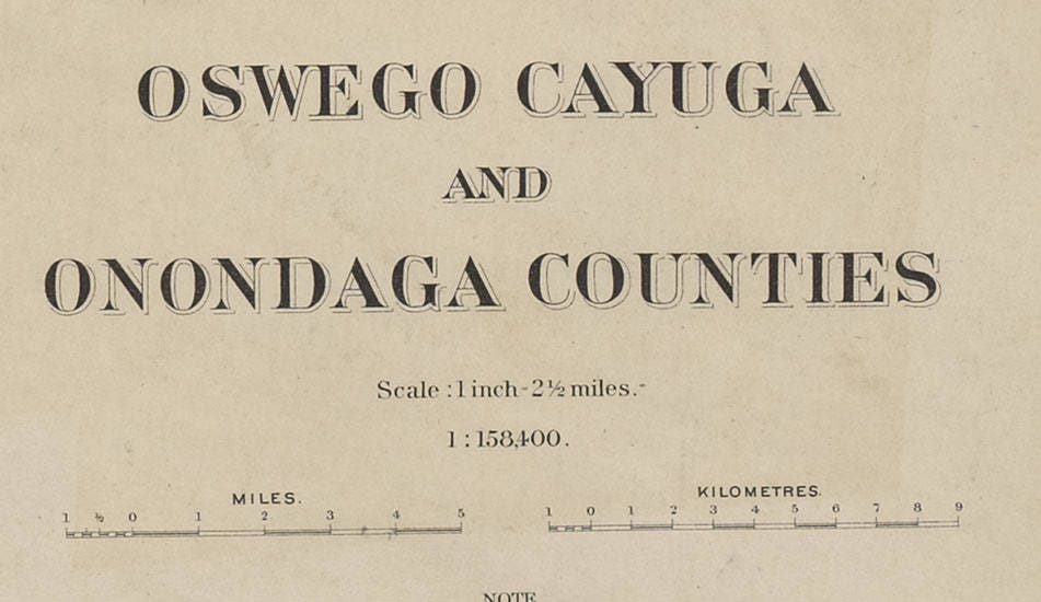 1895 Map of Oswego Cayuga and Onondaga County New York