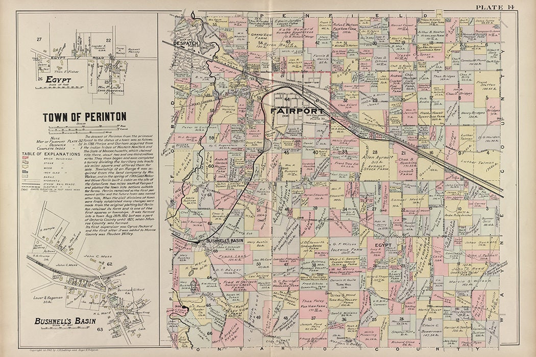 1902 Map of Perinton Monroe County New York