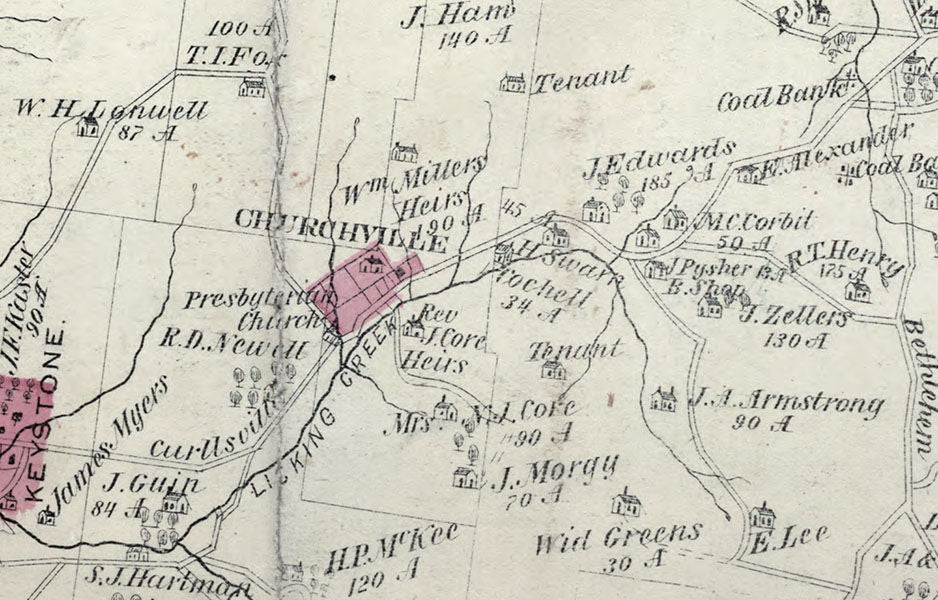 1877 Map of Monroe Township Clarion County Pennsylvania Oil Wells