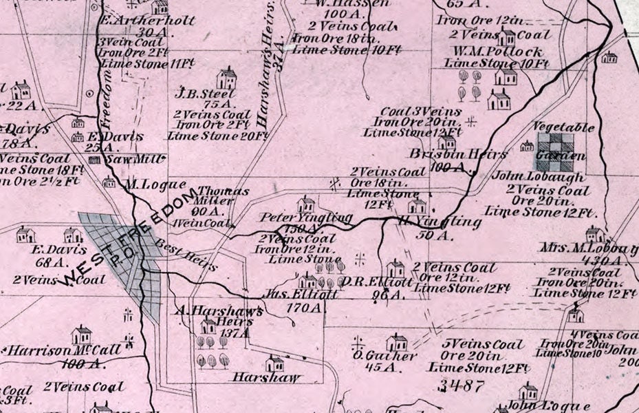 1877 Map of Perry Township Clarion County Pennsylvania Oil Wells