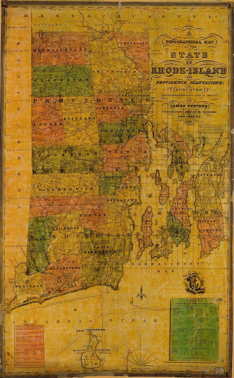1831 Map of The State of Rhode Island