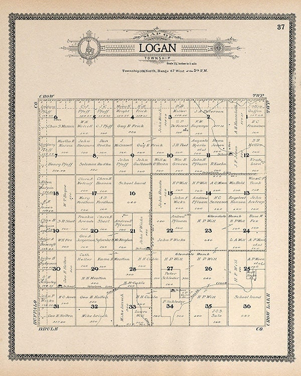 1909 Map of Logan Township Jerauld County South Dakota