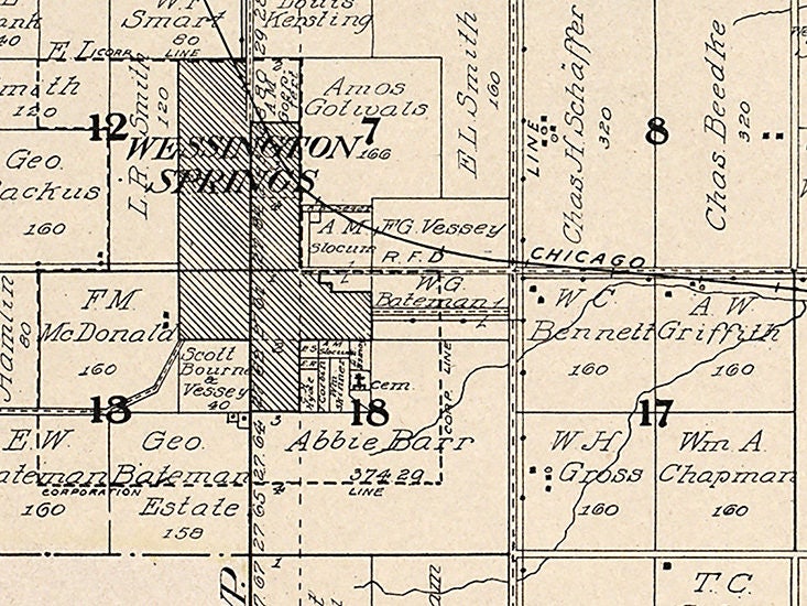 1909 Map of Wessington Springs Township Jerauld County South Dakota