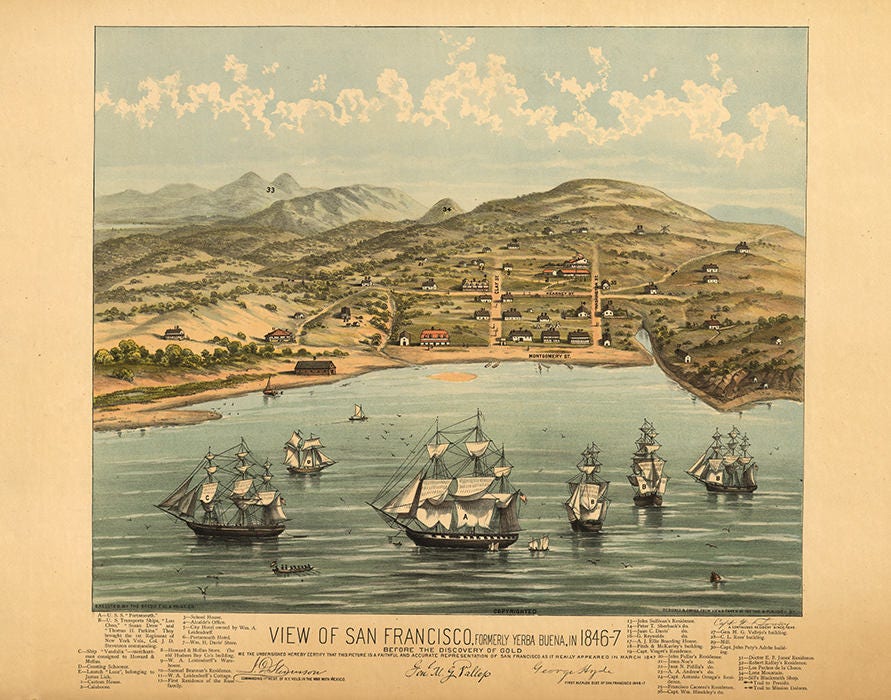 1847 Panoramic Map of San Francisco California