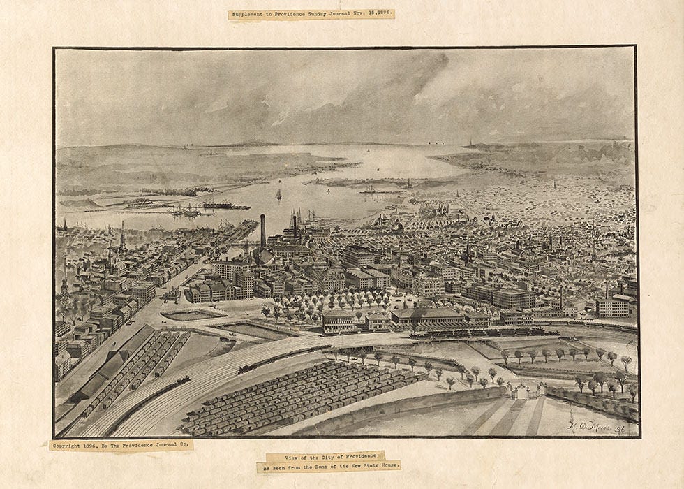 1896 Panoramic Map of Providence Rhode Island