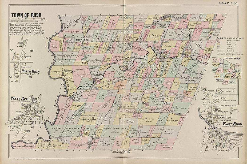 1902 Map of Rush Monroe County New York