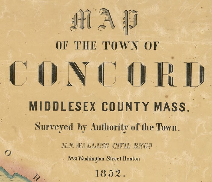 1852 Map of Concord Middlesex County Massachusetts