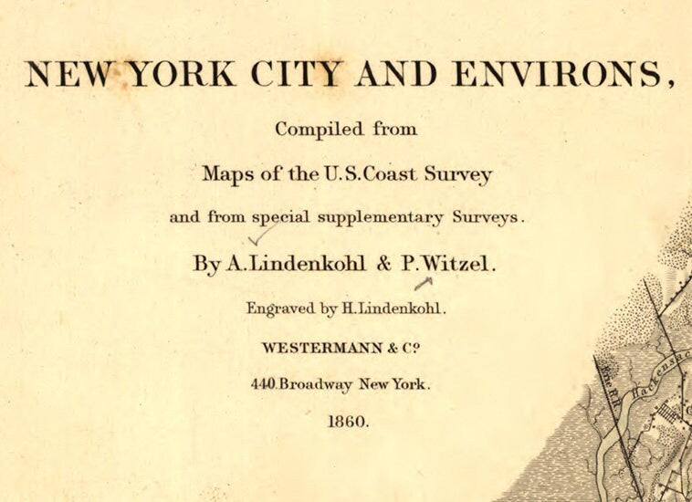 1860 Map of New York City and Environs
