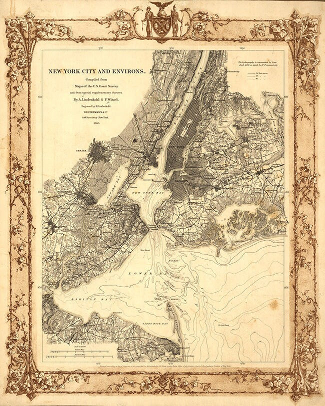 1860 Map of New York City and Environs