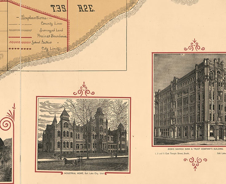 1890 Map of Salt Lake County Utah
