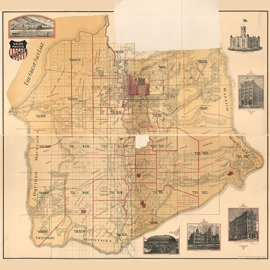 1890 Map of Salt Lake County Utah
