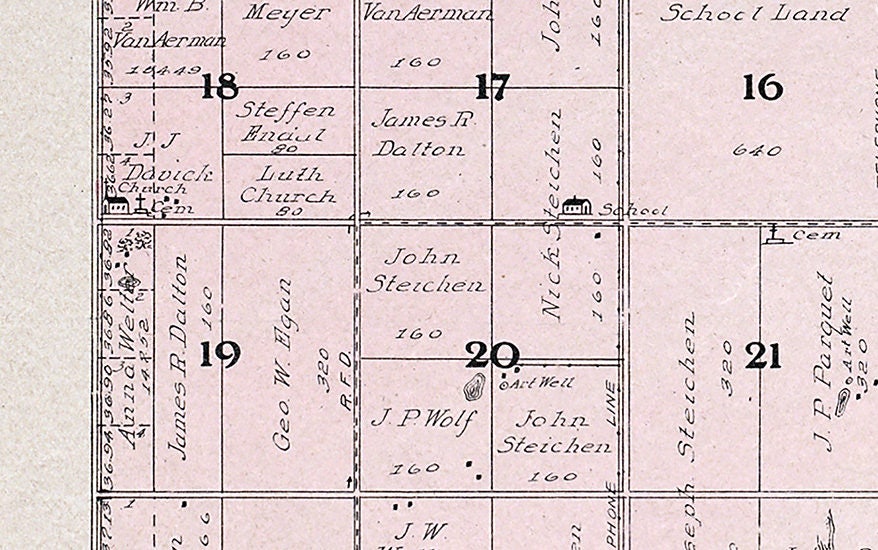 1909 Map of Blaine Township Jerauld County South Dakota