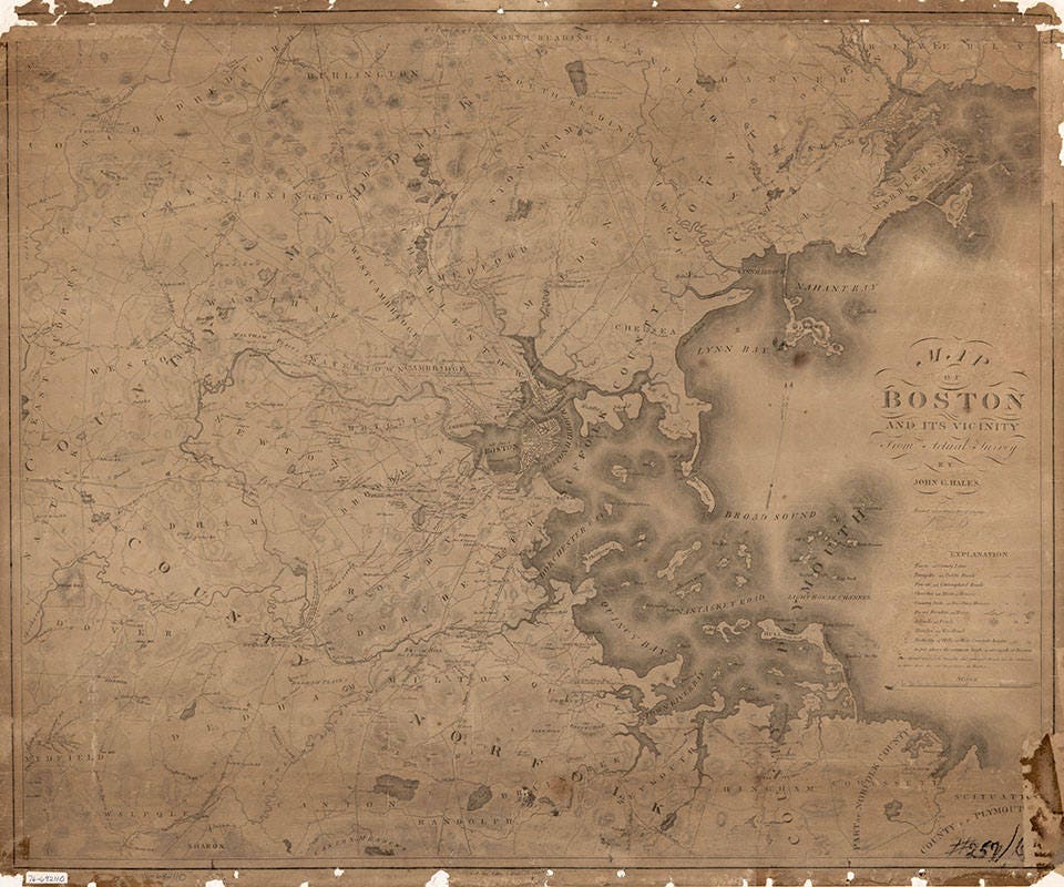1820 Map of Boston Massachusetts