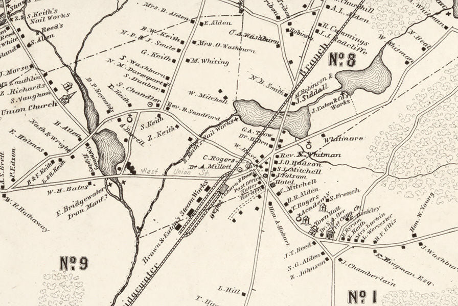 1848 Map of East Bridgewater Massachusetts
