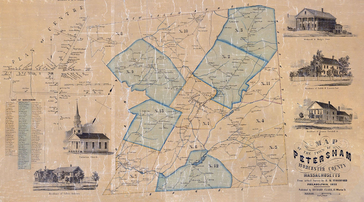1855 Map of Petersham Massachussets