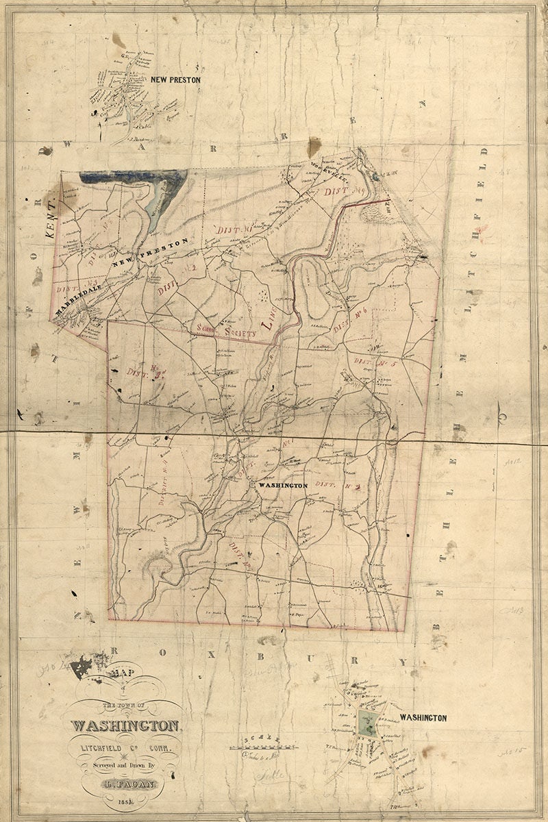 1853 Map of Washington Litchfield County Connecticut