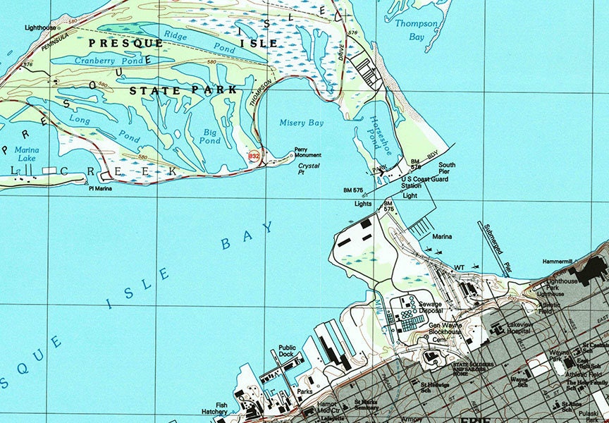 1996 Map of Erie Pa and Lake Erie