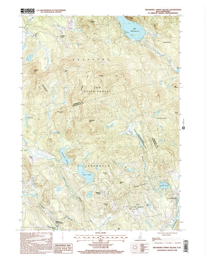 1998 Map of Hillsboro Village and Goulds Pond NH