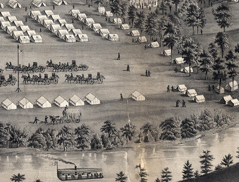 1880 Panoramic Map of Camp Foster Cuahoga Falls Ohio