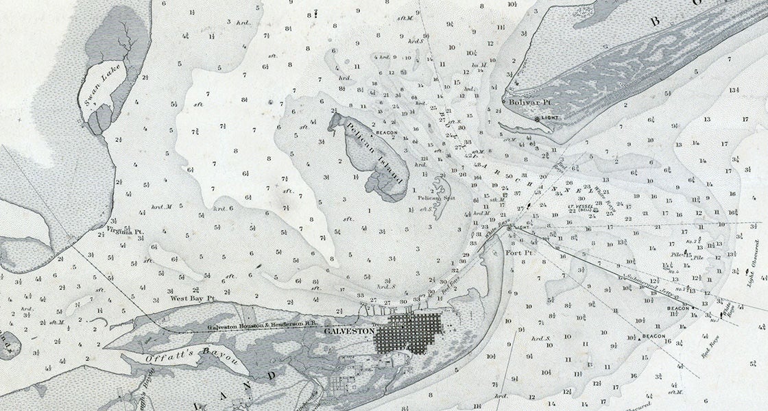 1885 Nautical Map of Galveston Bay Texas