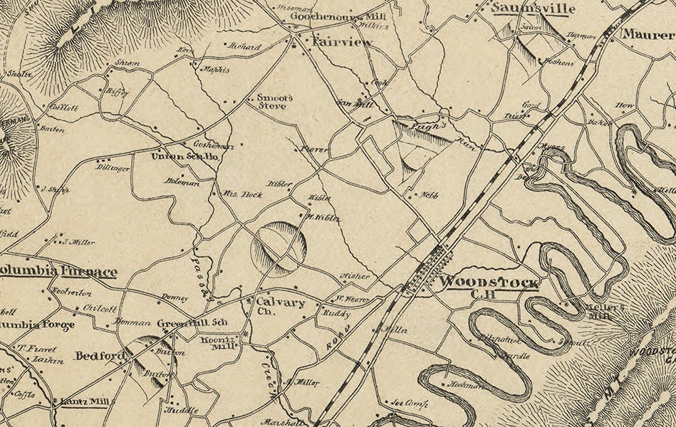 1875 Map of Shedahdoah Page and Warren County Virginia